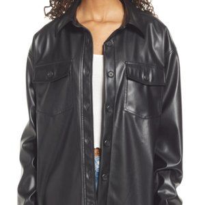 Thread & Supply Leather Shirt Jacket Black